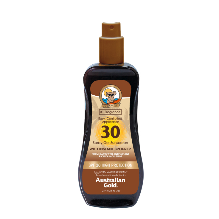australian gold sunscreen spf30 spray gel with instant bronzer 237ml australian gold sunscreen spf30 spray gel with instant bronzer 237ml