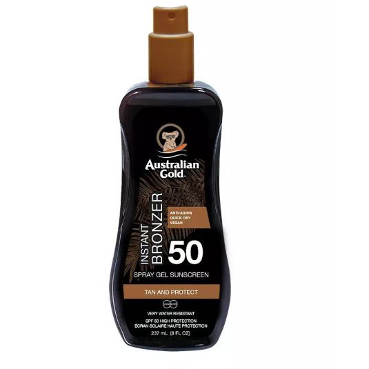 australian gold protector solar spray gel w/bronzer spf50 237 ml australian gold protector solar spray gel w/bronzer spf50 237 ml