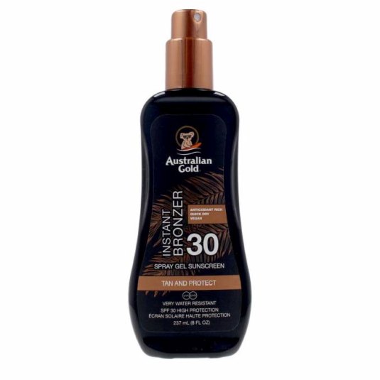 australian gold instant bronzer spray gel sunscreen spf30 237ml