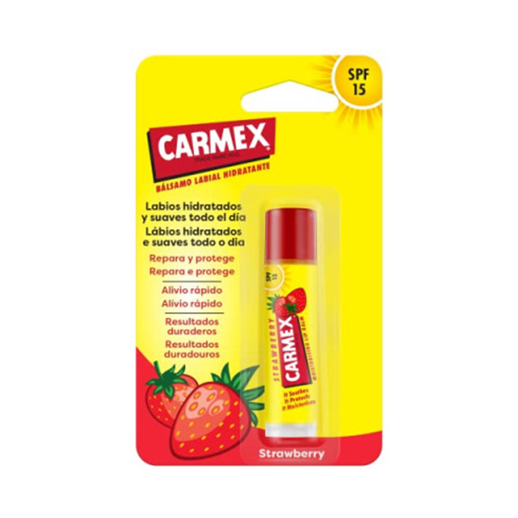 carmex balsamo labial hidratante fresa en barra spf15 4,25g