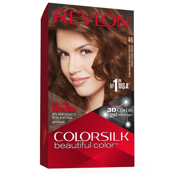 revlon colorsilk 46 castaño cobrizo dorado medio tinte permanente sin amoniaco