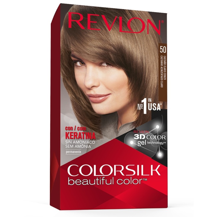 revlon colorsilk 50 castaño claro cenizo tinte permanente sin amoniaco