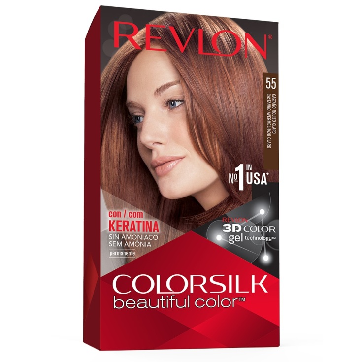 revlon colorsilk 55 castaño rojizo claro tinte permanente sin amoniaco