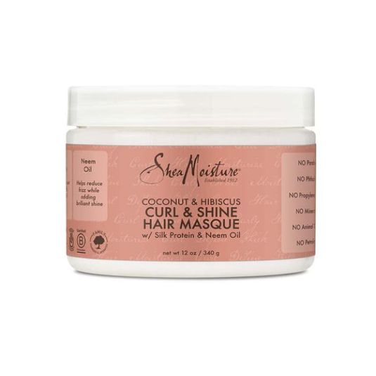 shea moisture coconut & hibiscus curl & shine hair masque 340g