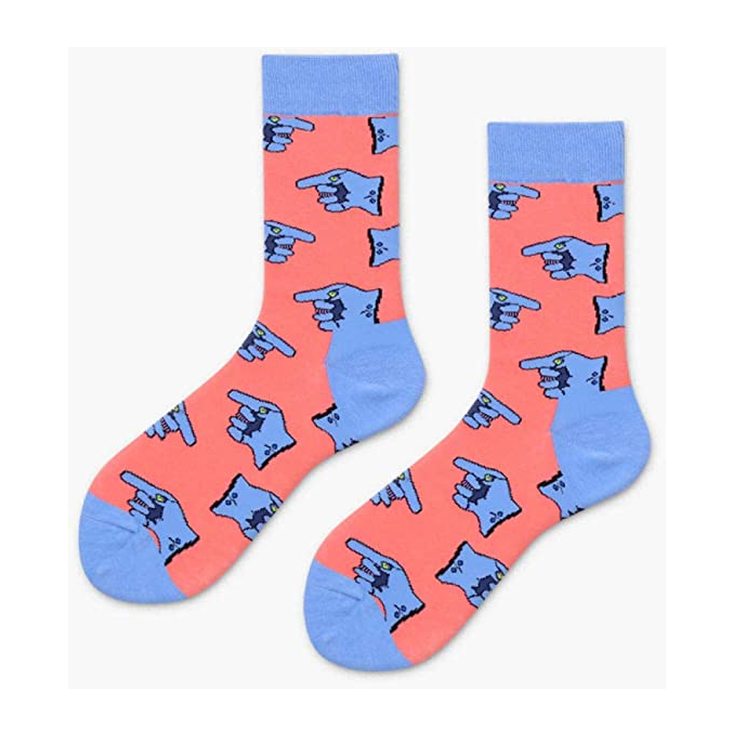 happy feet calcetines color salmon mano que señala