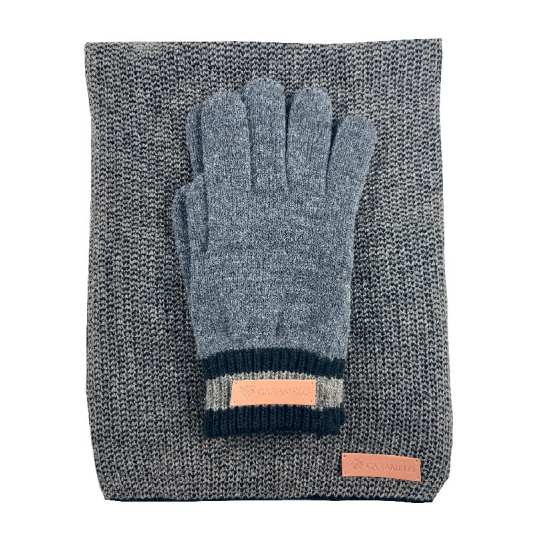 caramelo conjunto bufanda y guantes negro punto hombre