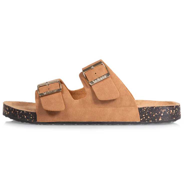 isotoner mule dessus sandalias de dos correas mujer camel