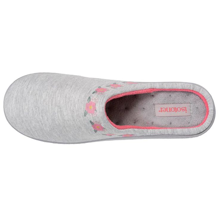 isotoner zapatillas de casa gris con flores