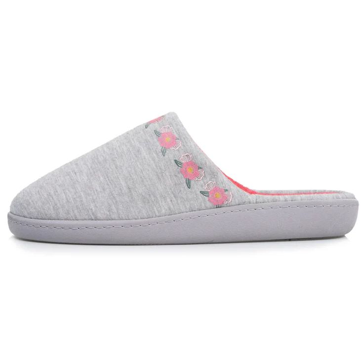 isotoner zapatillas de casa gris con flores