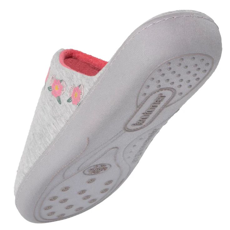 isotoner zapatillas de casa gris con flores