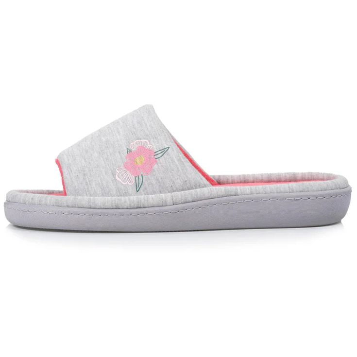 isotoner zapatillas de casa sandalias gris con flor