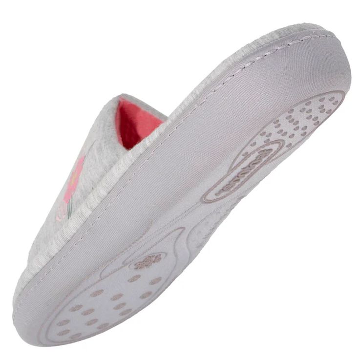 isotoner zapatillas de casa sandalias gris con flor
