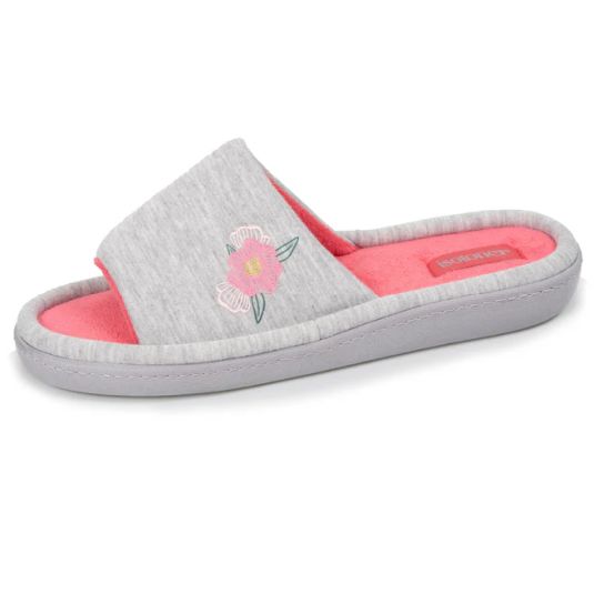 isotoner zapatillas de casa sandalias gris con flor