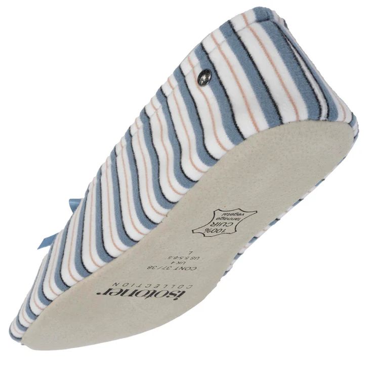 isotoner zapatillas de casa bailarinas rayas azul marino