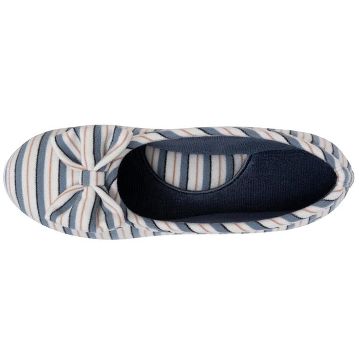 isotoner zapatillas de casa bailarinas rayas azul marino con lazo
