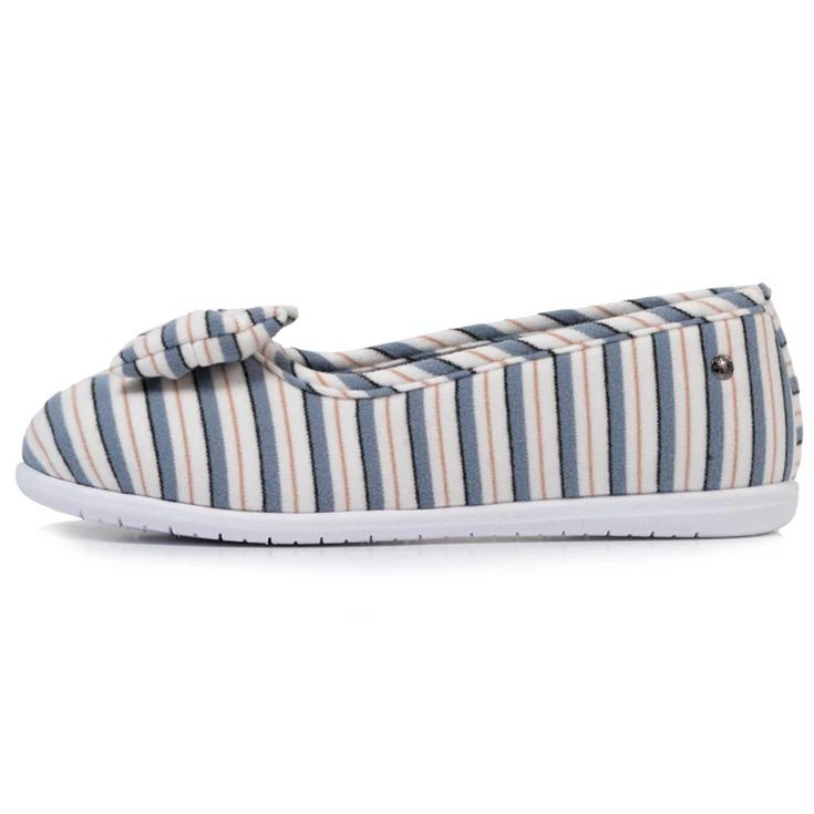 isotoner zapatillas de casa bailarinas rayas azul marino con lazo