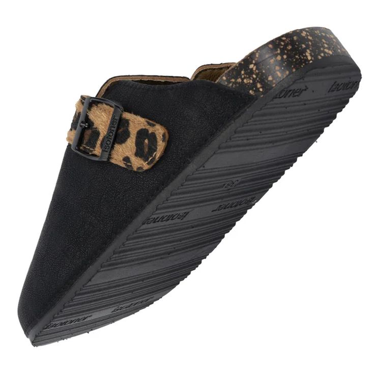 isotoner zuecos mujer negro con tira de leopardo