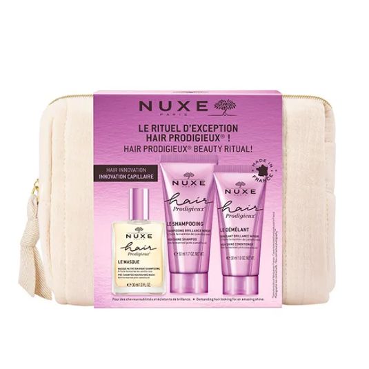 nuxe viaje set hair prodigieux neceser 3 piezas