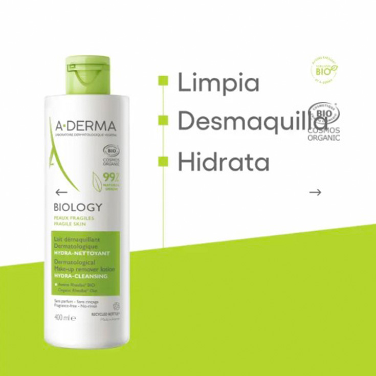 aderma biology leche desmaquillante dermatologica 400ml