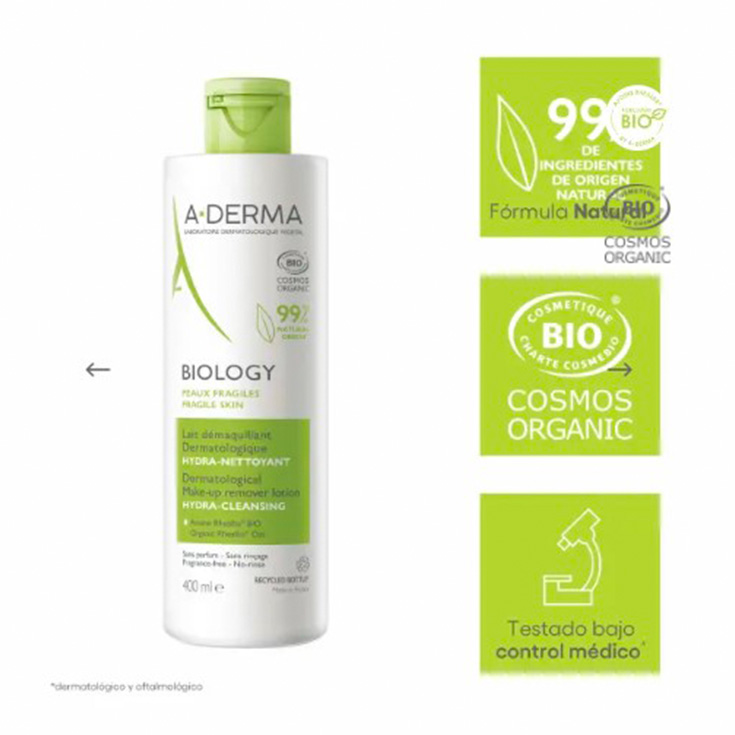 aderma biology leche desmaquillante dermatologica 400ml