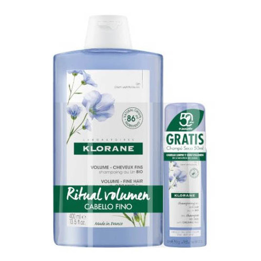 klorane lino bio volumen 400ml + mini champu seco gratis