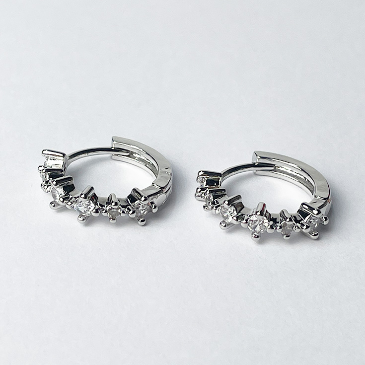 pendientes aro mini plata circonitas blancas