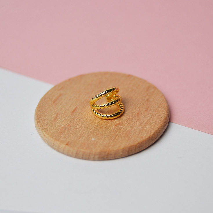 pendiente cuff oreja aro dorado triple