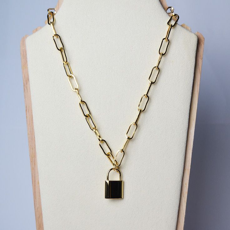 collar dorado eslabones con candado collar dorado eslabones con candado