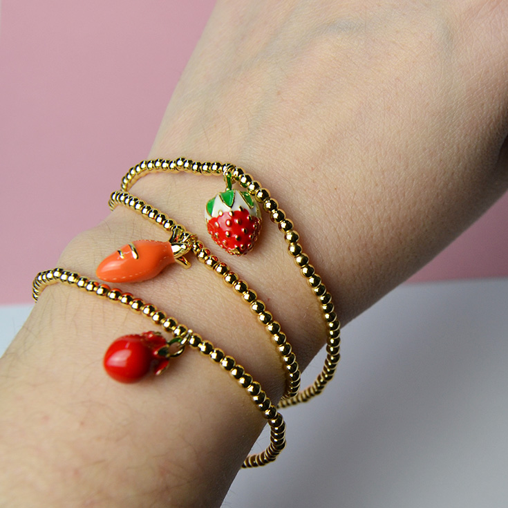 pulsera cadena dorada charm fruta pulsera cadena dorada charm fruta