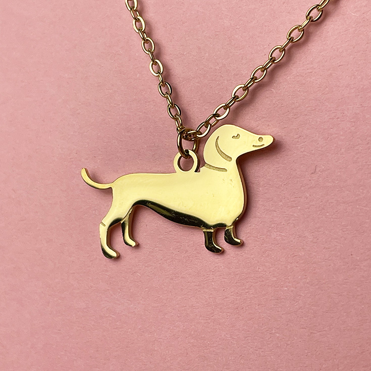 collar perro salchica dorado