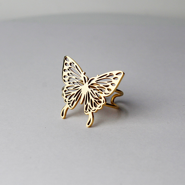 anillo mariposa dorado