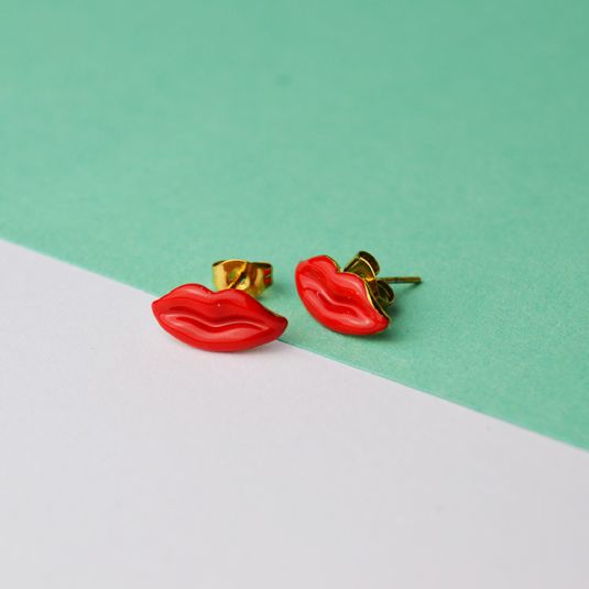 pendenties labios rojos de boton