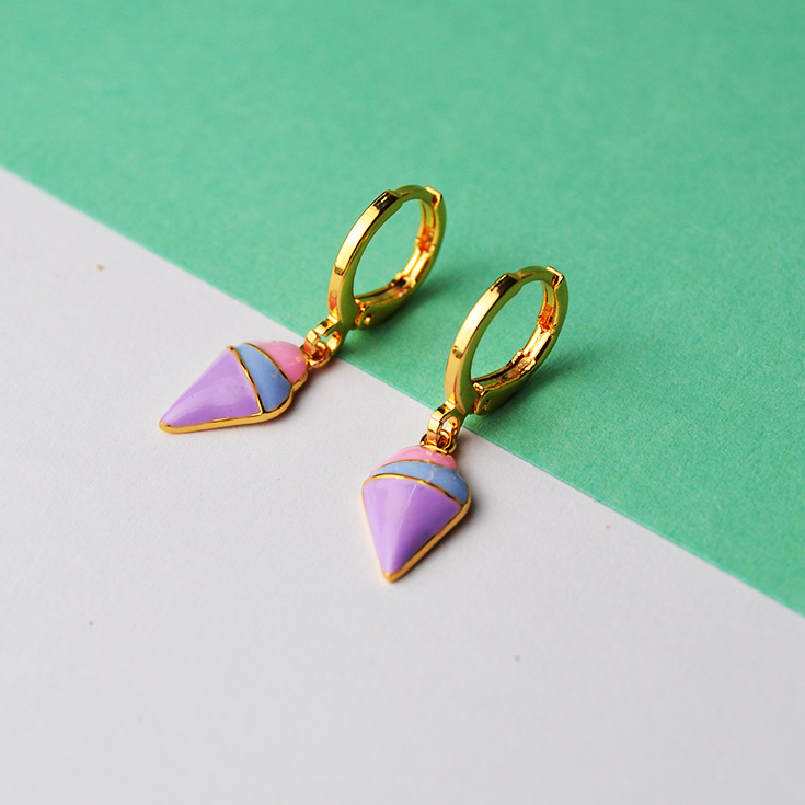 pendientes cortos helado rosa