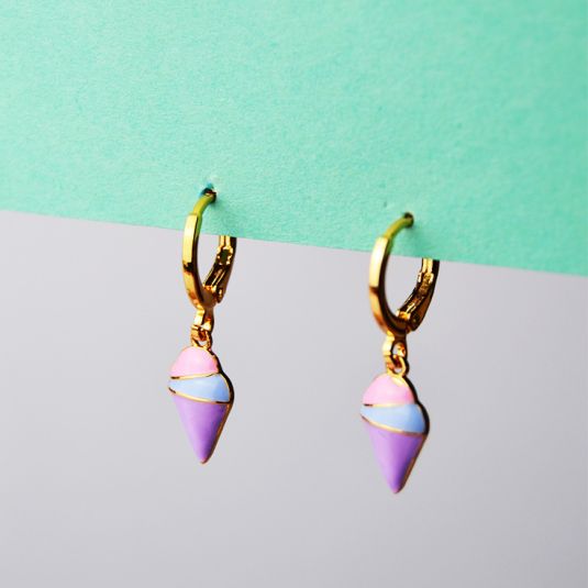 pendientes cortos helado rosa