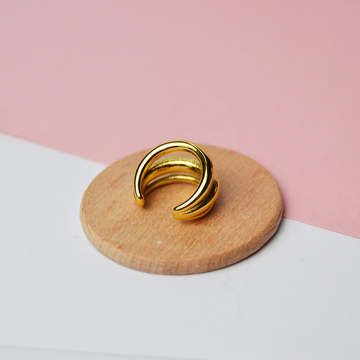 pendiente cuff oreja aro dorado triple