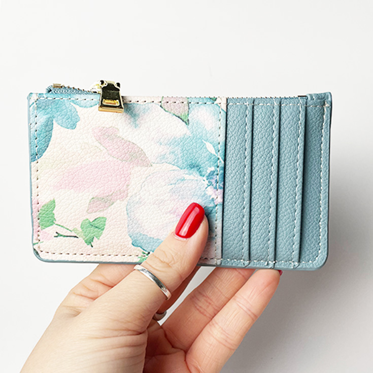 tarjetero floral azul