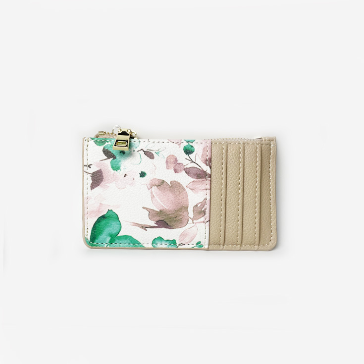 tarjetero floral taupe