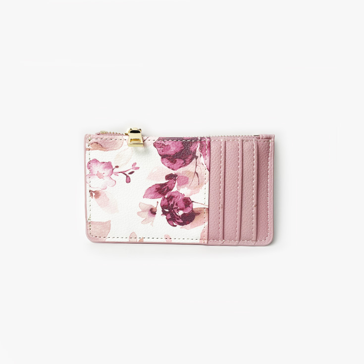 tarjetero floral rosa