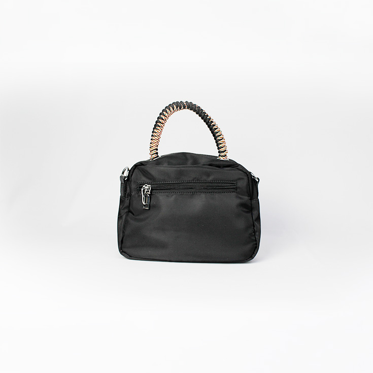 bolso nylon de mano asa cordon negro