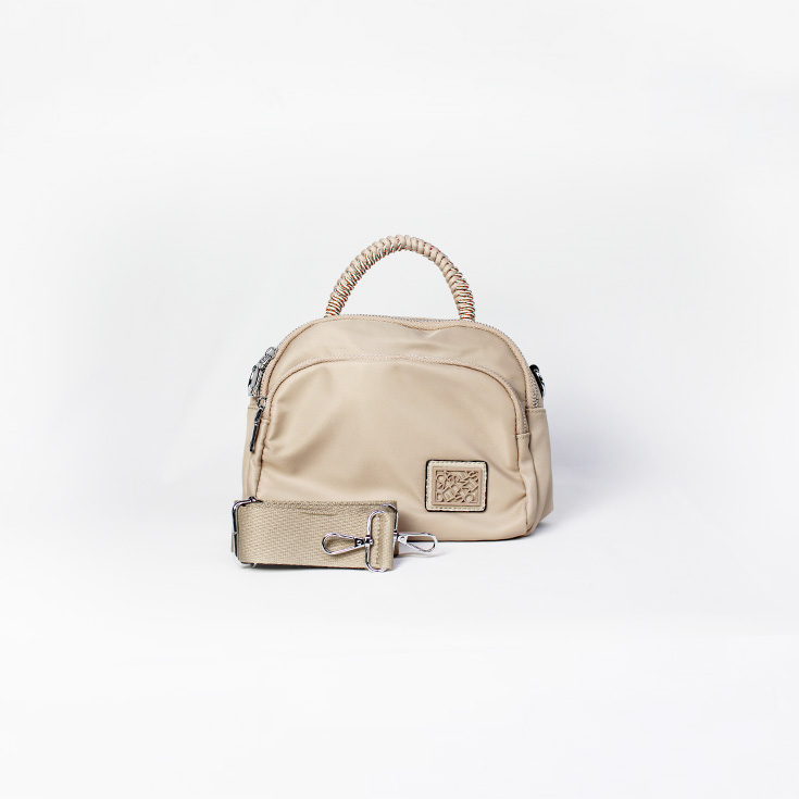 bolso nylon de mano asa cordon caqui