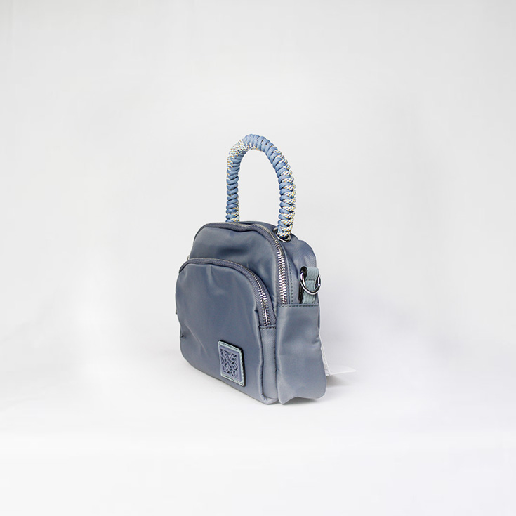 bolso nylon de mano asa cordon azul