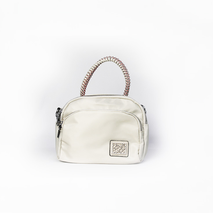 bolso nylon de mano asa cordon beige