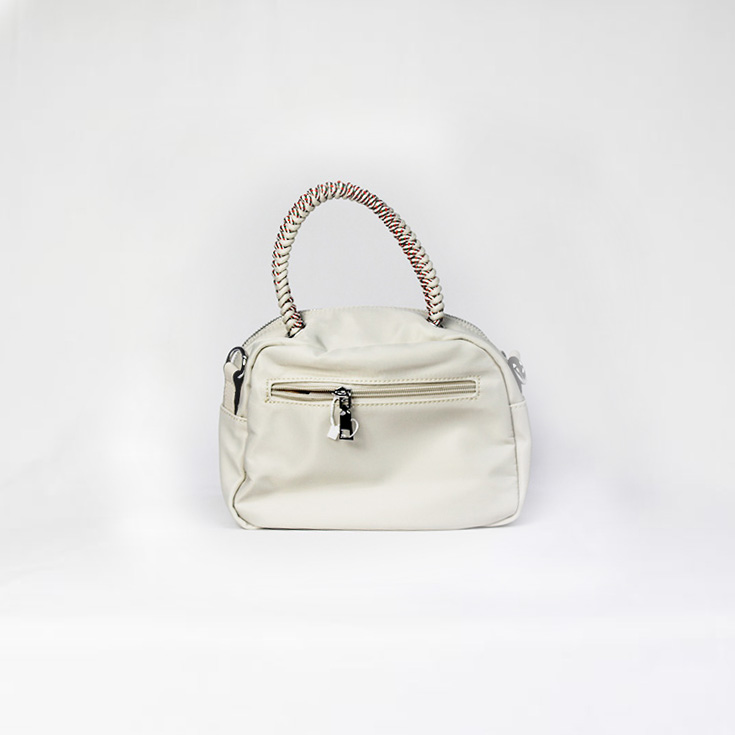 bolso nylon de mano asa cordon beige