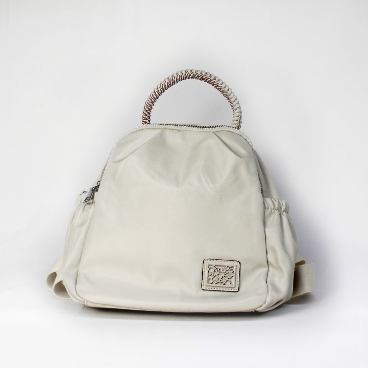 mochila nylon asa cordon beige
