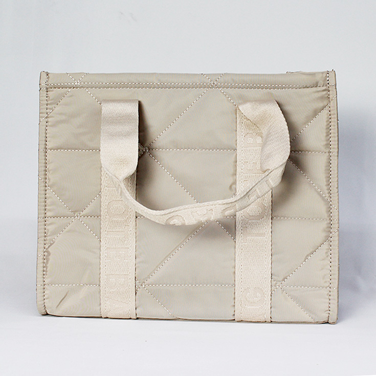bolso nylon tote bag beige
