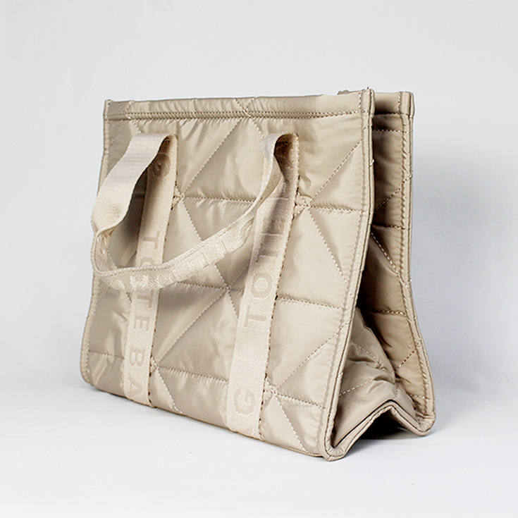 bolso nylon tote bag beige