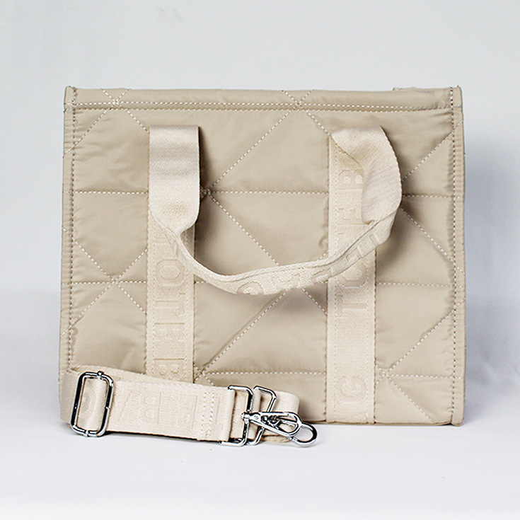 bolso nylon tote bag beige