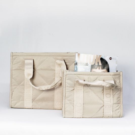 bolso nylon tote bag beige