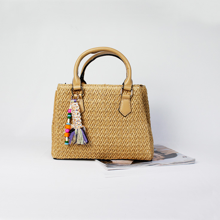 bolso de mano rafia asas beige bolso de mano rafia asas beige