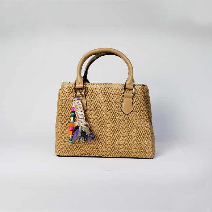 bolso de mano rafia asas beige